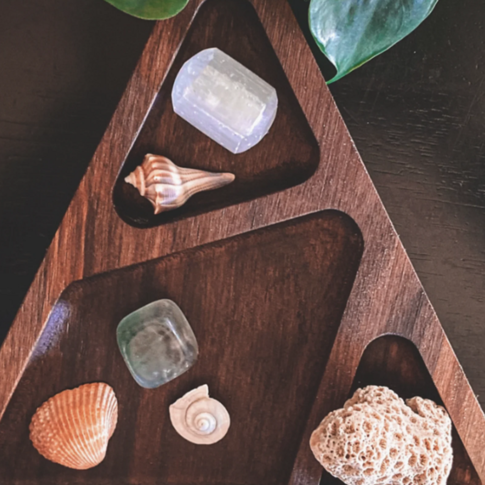 Third Eye creations *Wooden Triangle Organization Tray Walnut