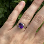 Amethyst 4-Prong Solitaire Ring | Sterling Silver | Size 5.5 | Estate
