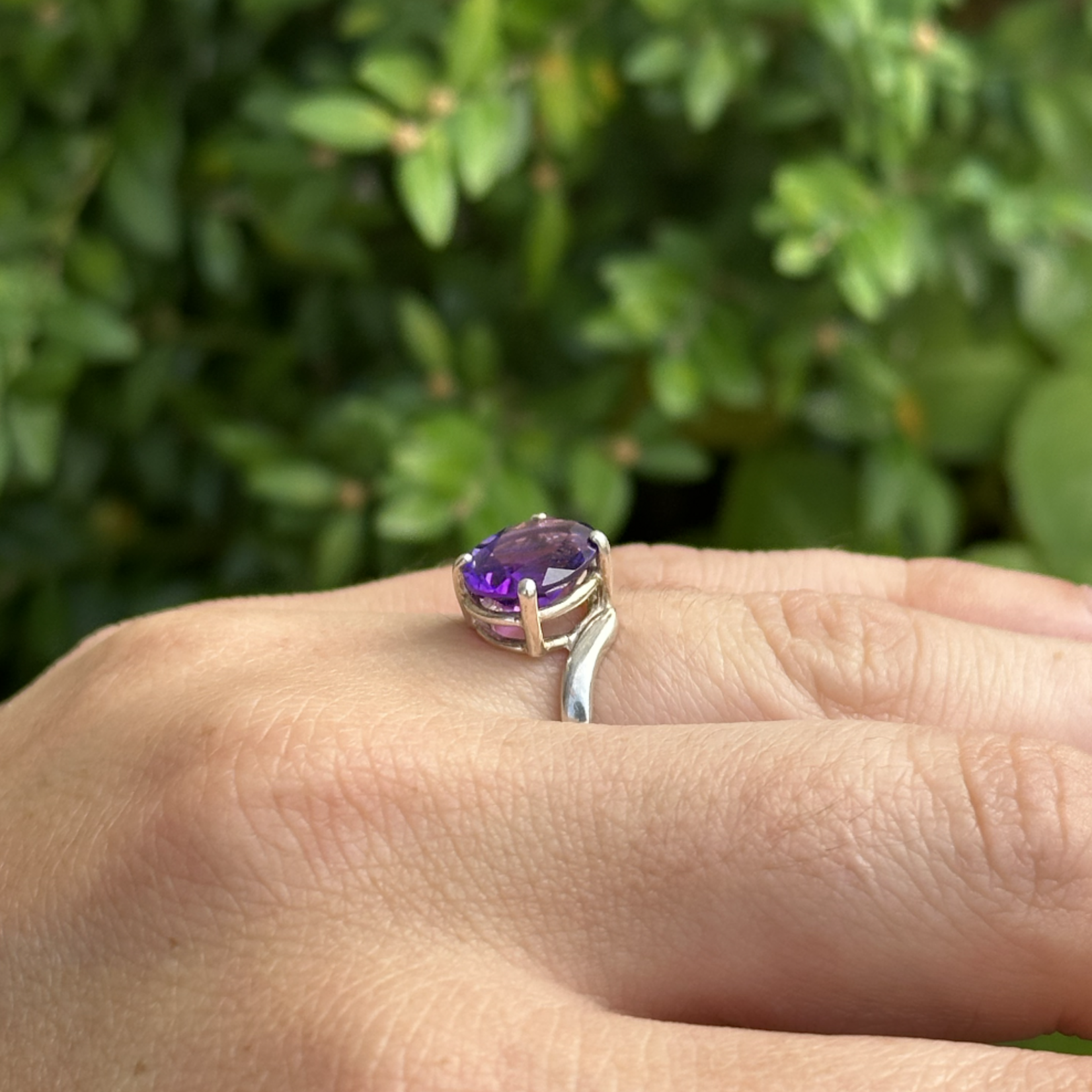 Amethyst 4-Prong Solitaire Ring | Sterling Silver | Size 5.5 | Estate