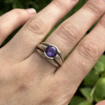 Round Faceted Amethyst Ring | Sterling Silver | Size 6 | Estate