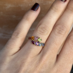 Natural Gemstone Rainbow Ring | 14K Yellow Gold | Size 6  | Estate