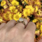 Moonstone and Diamond Ring | 18K Yellow Gold | Size 6.5 | Estate