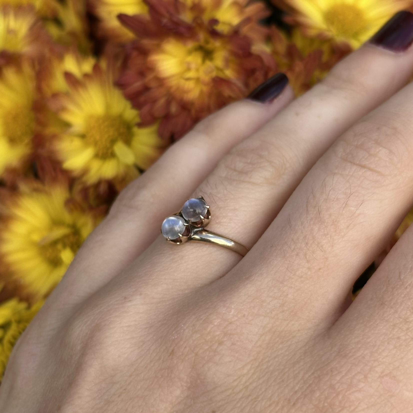 Reclaimed Gems Bypass Moonstone Ring |10k Yellow Gold | Size 6.75 | Circa 1890