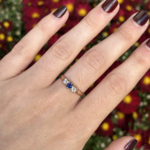 Reclaimed Gems Old Mine Cut Diamond & Sapphire Ring | 14k Yellow Gold | Size 7.5 | Circa 1900