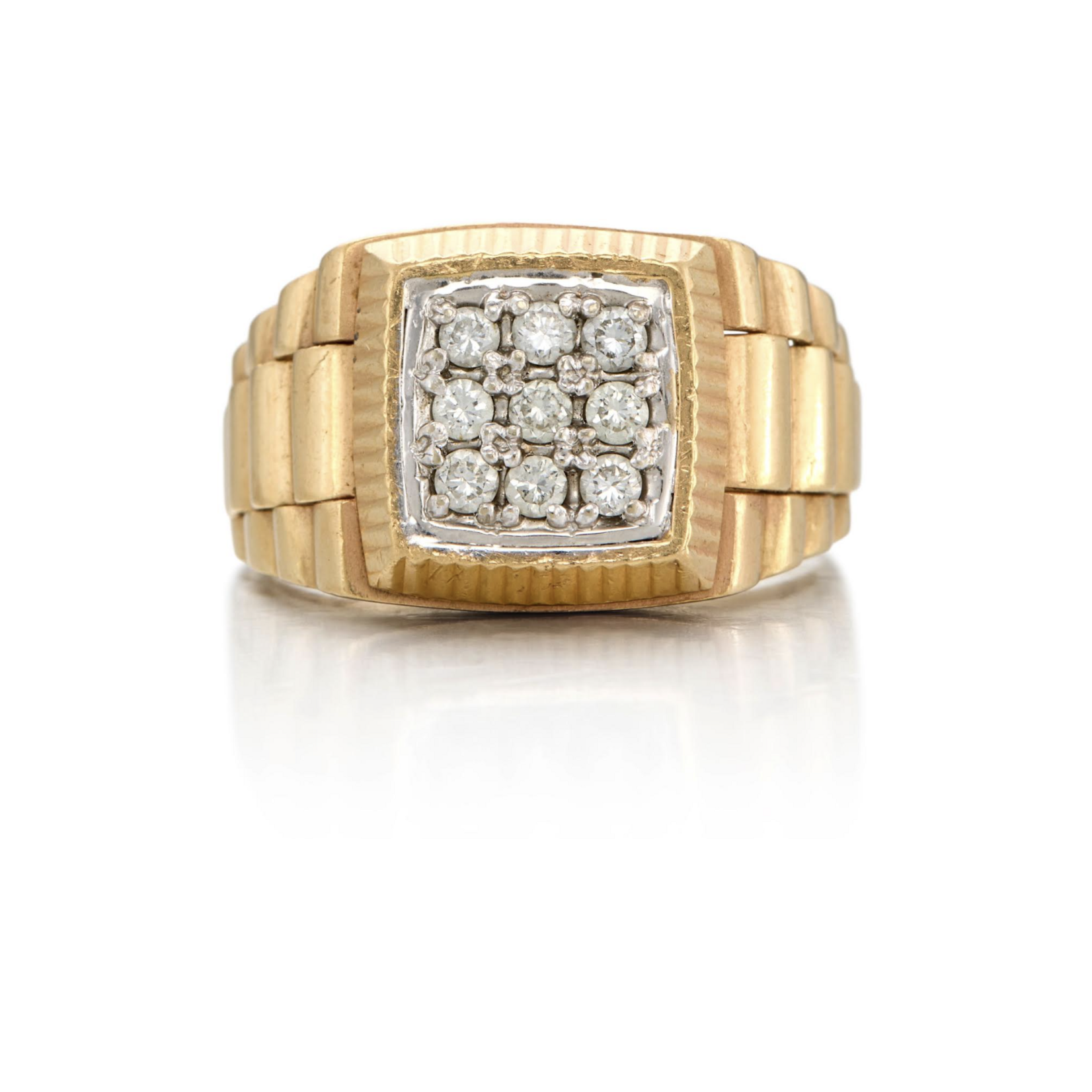 Watch Band Diamond Ring | 14K Yellow Gold | Size 10 3/4 | Estate