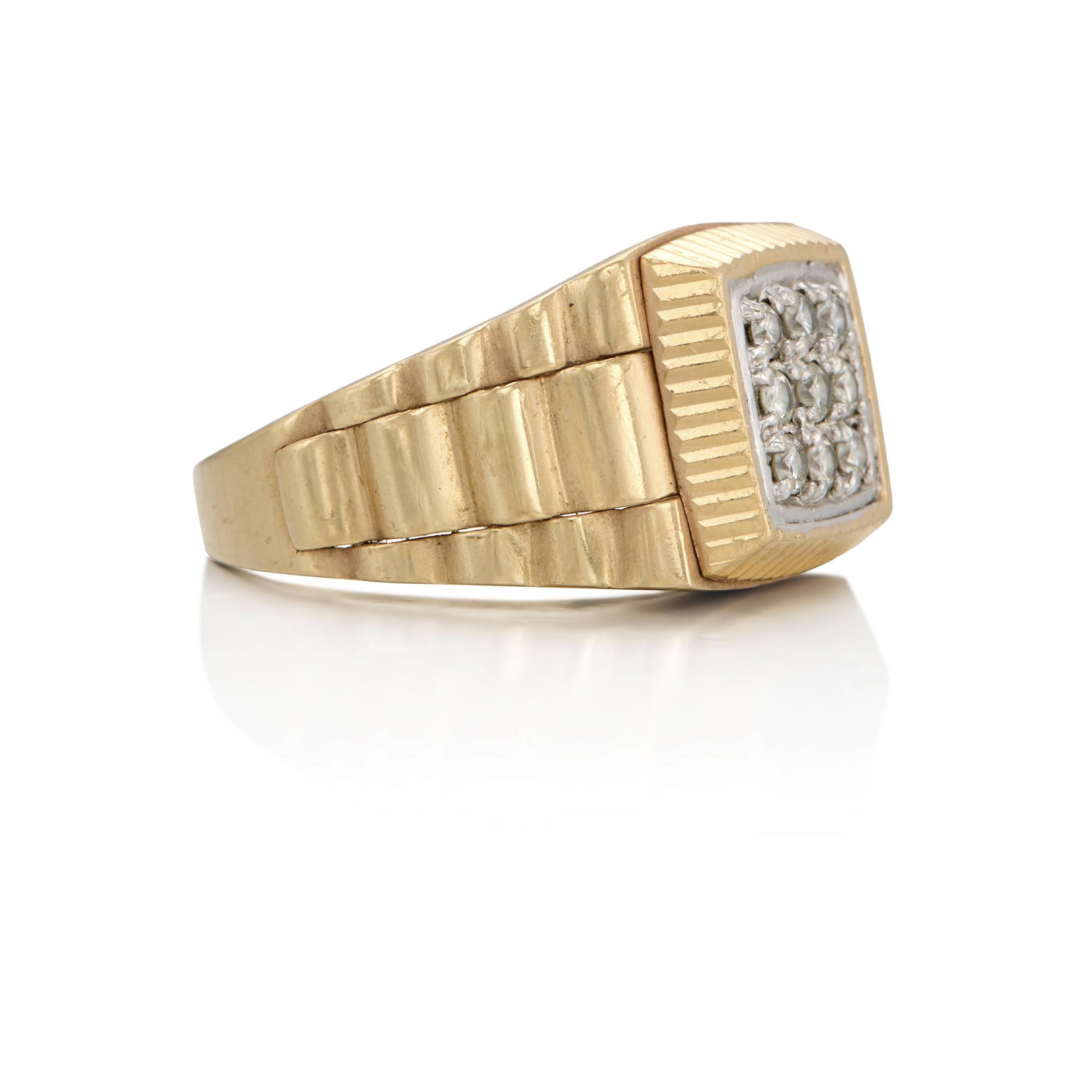 Watch Band Diamond Ring | 14K Yellow Gold | Size 10 3/4 | Estate