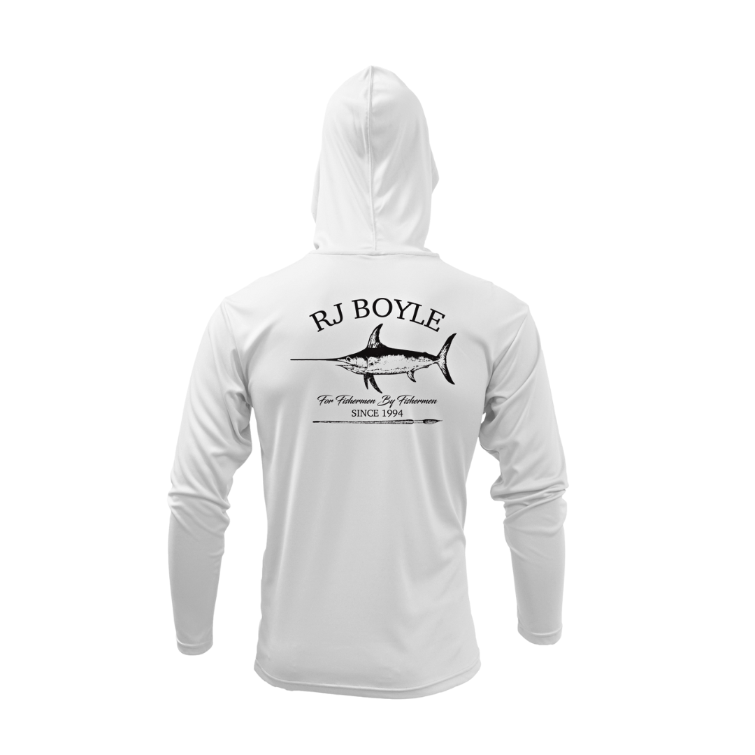 For Fishermen - White Long Sleeve SPF Hoodie - RJ Boyle