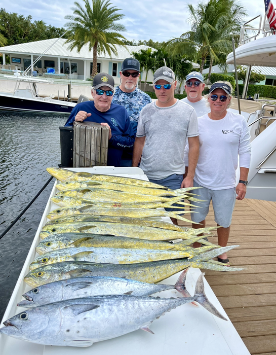 Charter Crew Eating Fish for Thanksgiving 