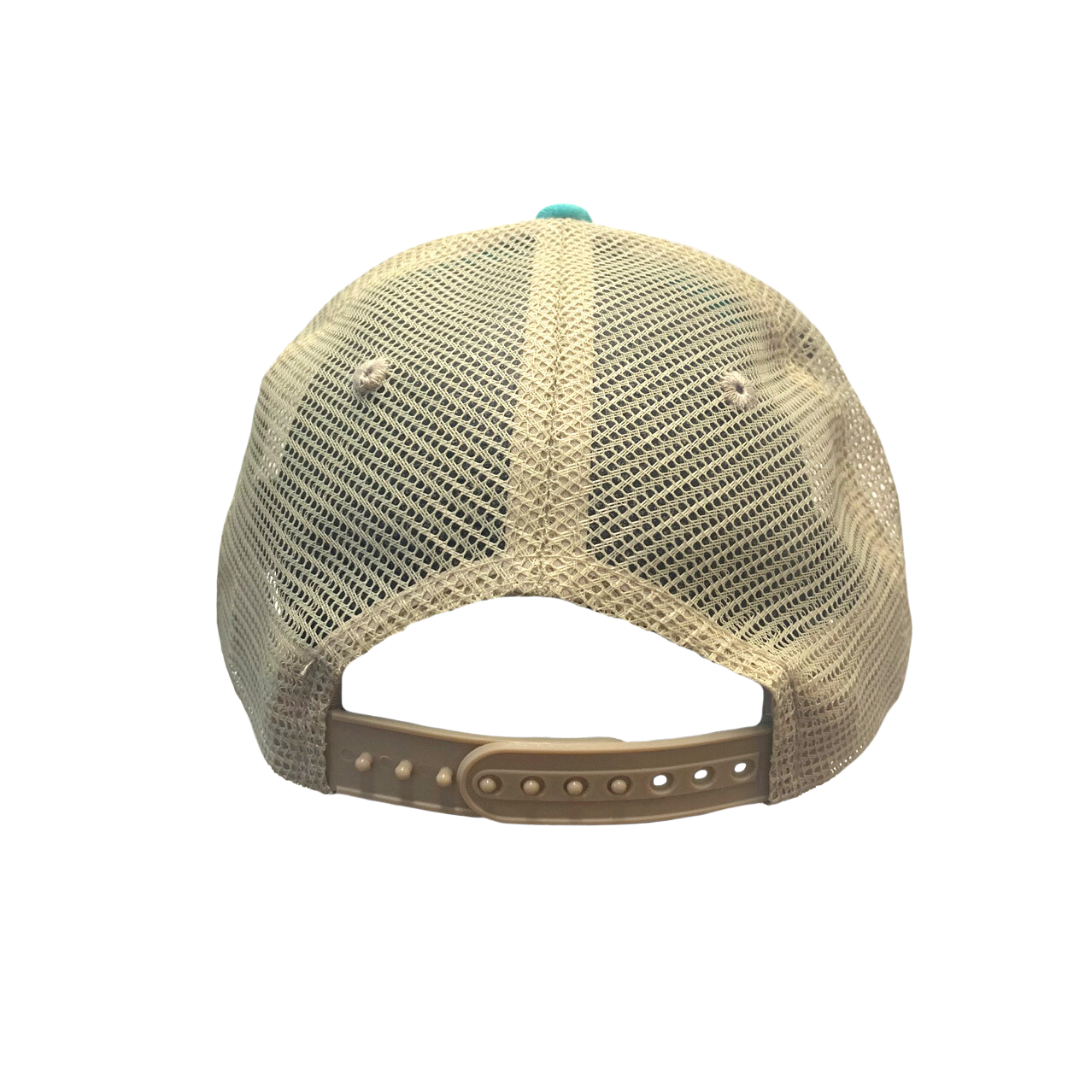 Moss Green Khaki Mesh Snapback Yupoong - Leather Sword Patch Hat