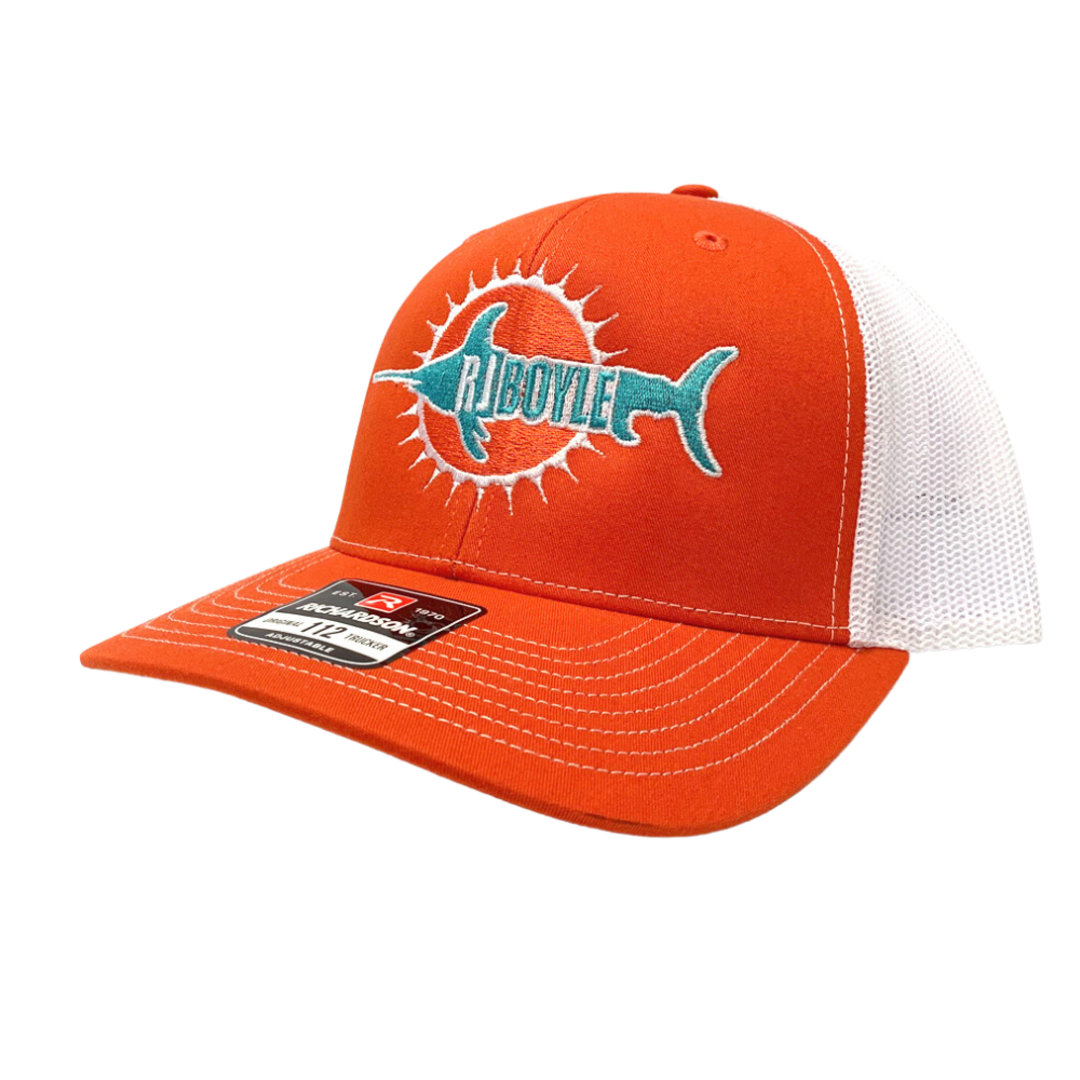 RJ Boyle Miami Dolphins -Orange/White Mesh - Richardson Snapback Hat - RJ  Boyle