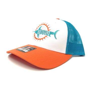 RJ Boyle Miami Dolphins -Orange/White Mesh - Richardson Snapback Hat