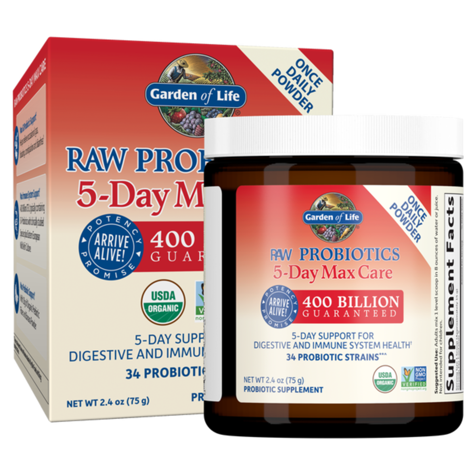 Garden of Life Garden Of Life - Raw Probiotics 5 Day Max Care 400 Billion Cfu - 2.4 oz powder