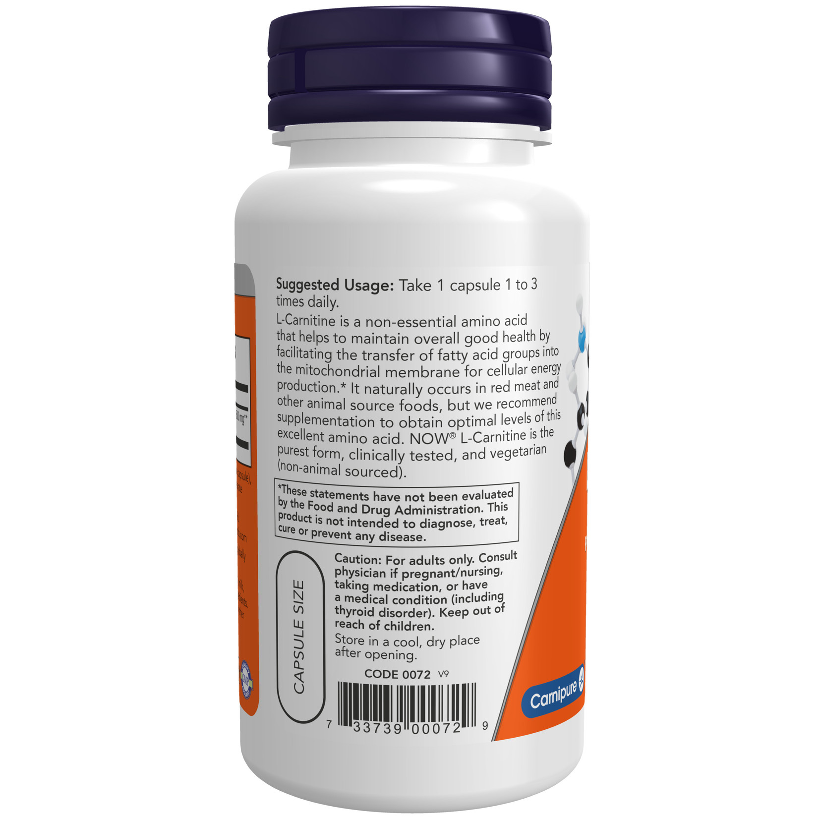 Now Now - Carnitine 500mg - 60 Capsules