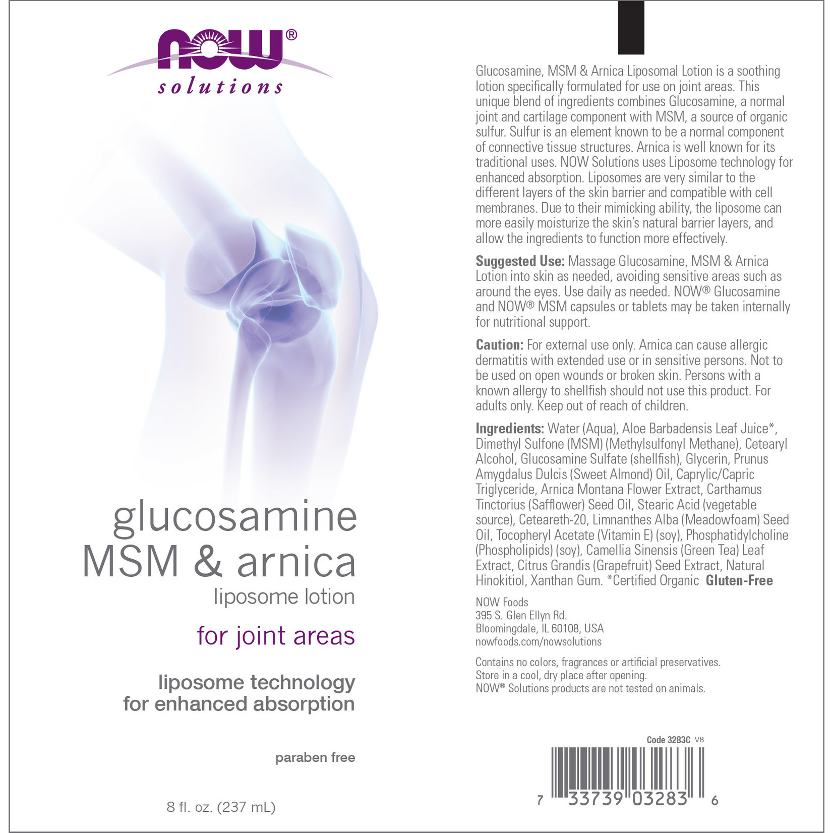 Now Now - Glucosamine MSM Arnica Lotion - 8 oz
