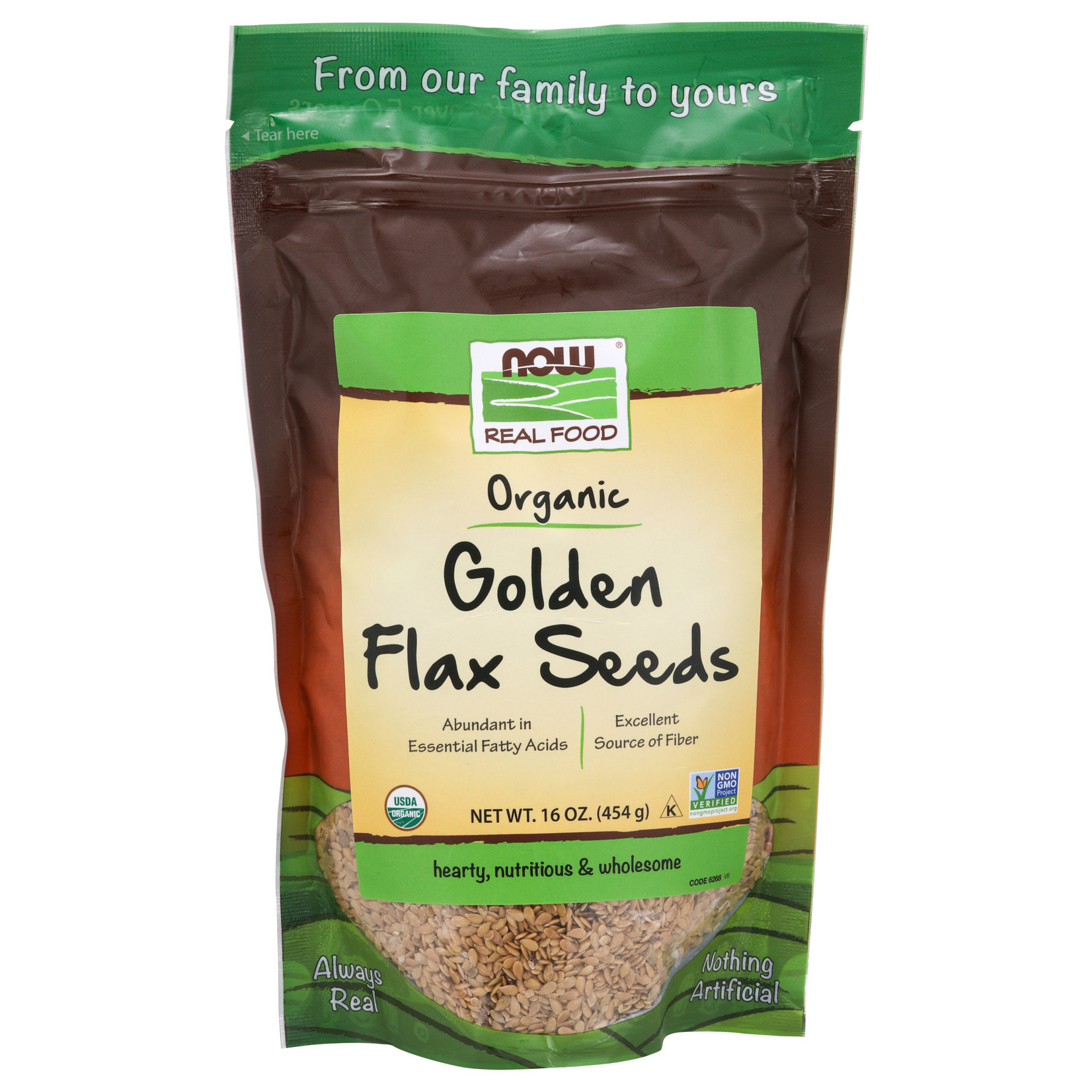 Now Now - Golden Flax Seeds Org - 16 oz
