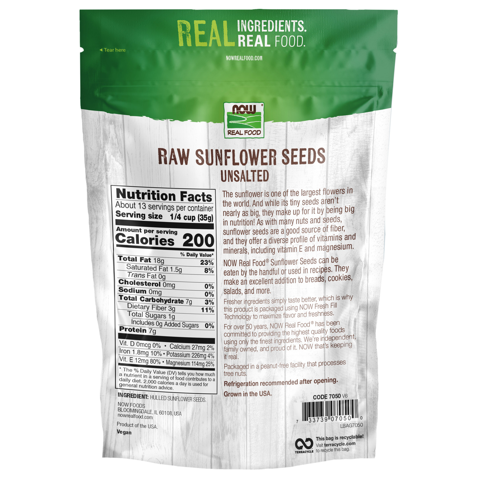 Now Now - Sunflower Seeds Hulled Raw Unsalted - 16 oz