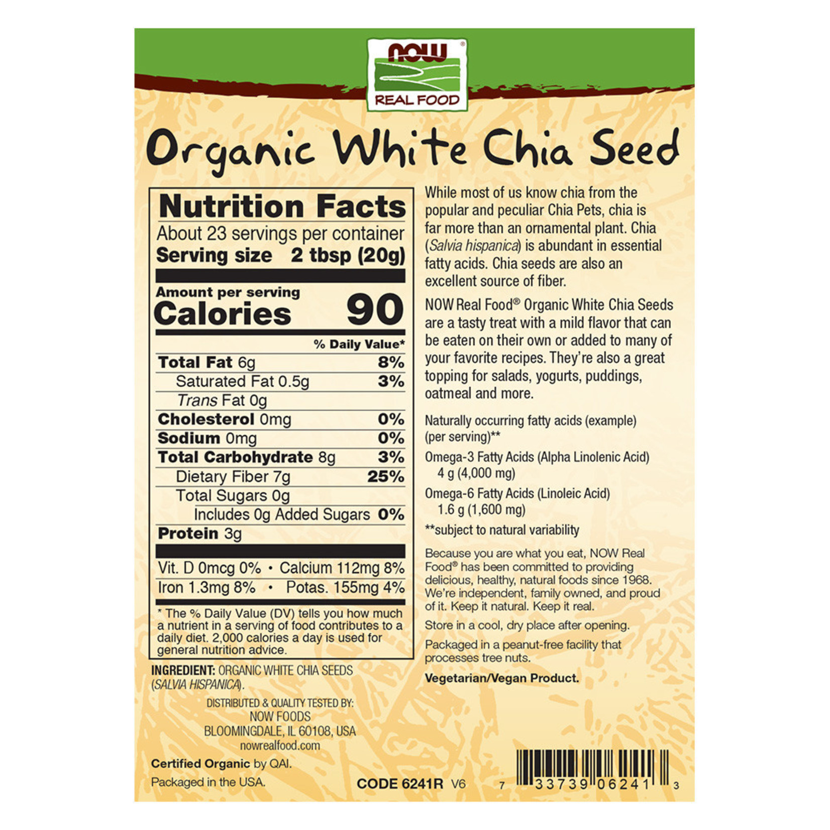 Now Now - White Chia Seeds Organic - 1 lb