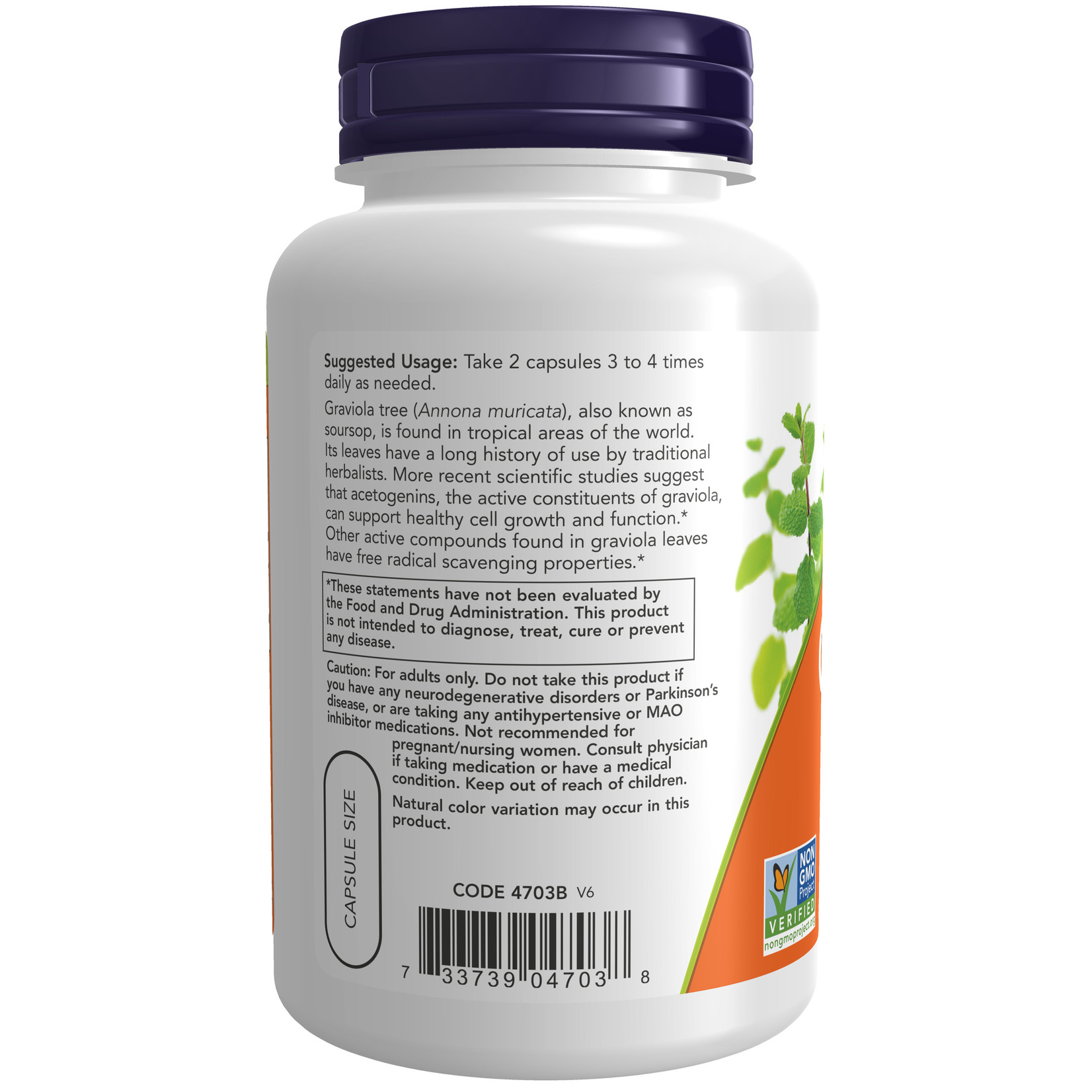Now Now - Graviola (soursop) 500mg - 100 Capsules