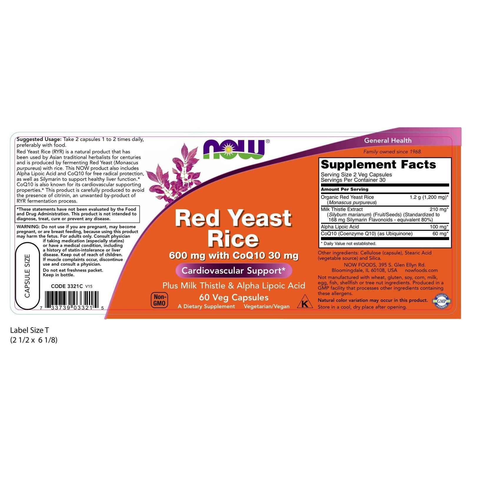 Now Now - Red Yeast Rice & Coq10 - 60 Veg Capsules