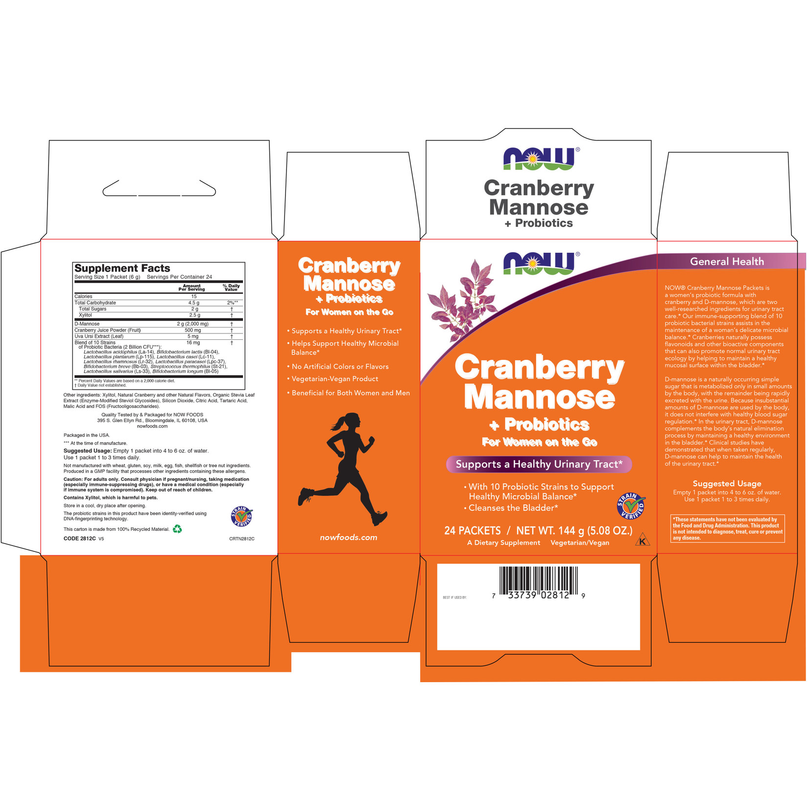 Now Now - Cranberry Mannose + Probiotics - 24 Packets per Box