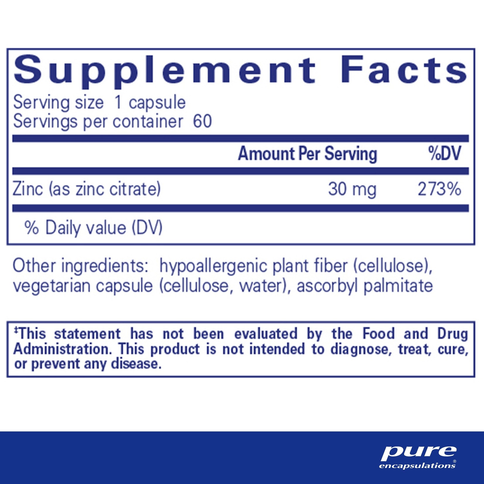 Pure Encapsulations Pure Encapsulations - Zinc Citrate - 180 Capsules