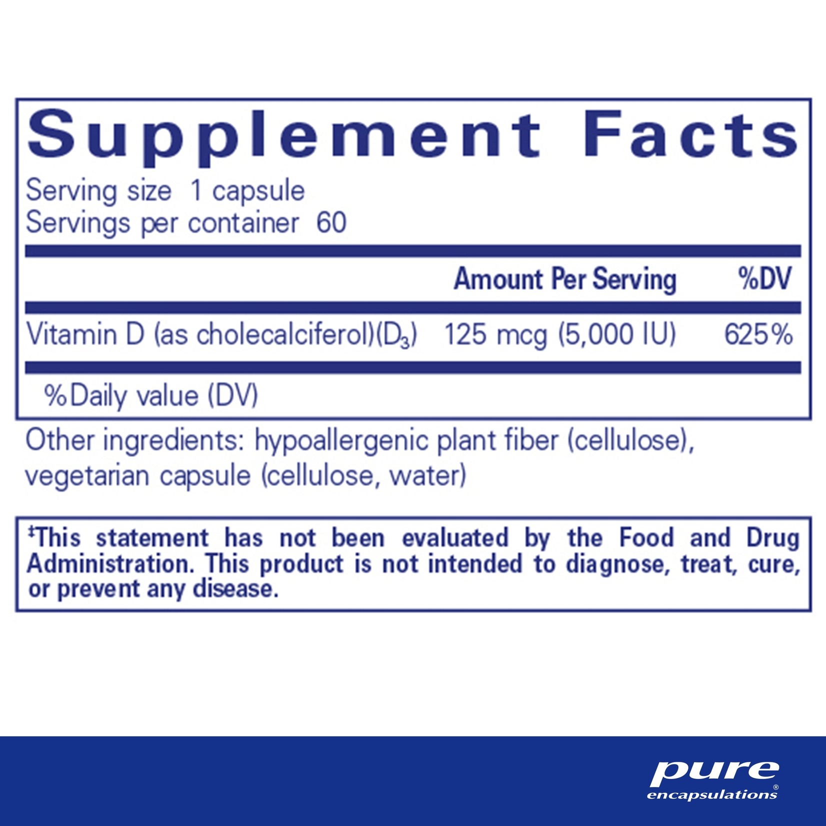 Pure Encapsulations Pure Encapsulations - Vitamin D3 5,000 IU - 60 Veg Capsules