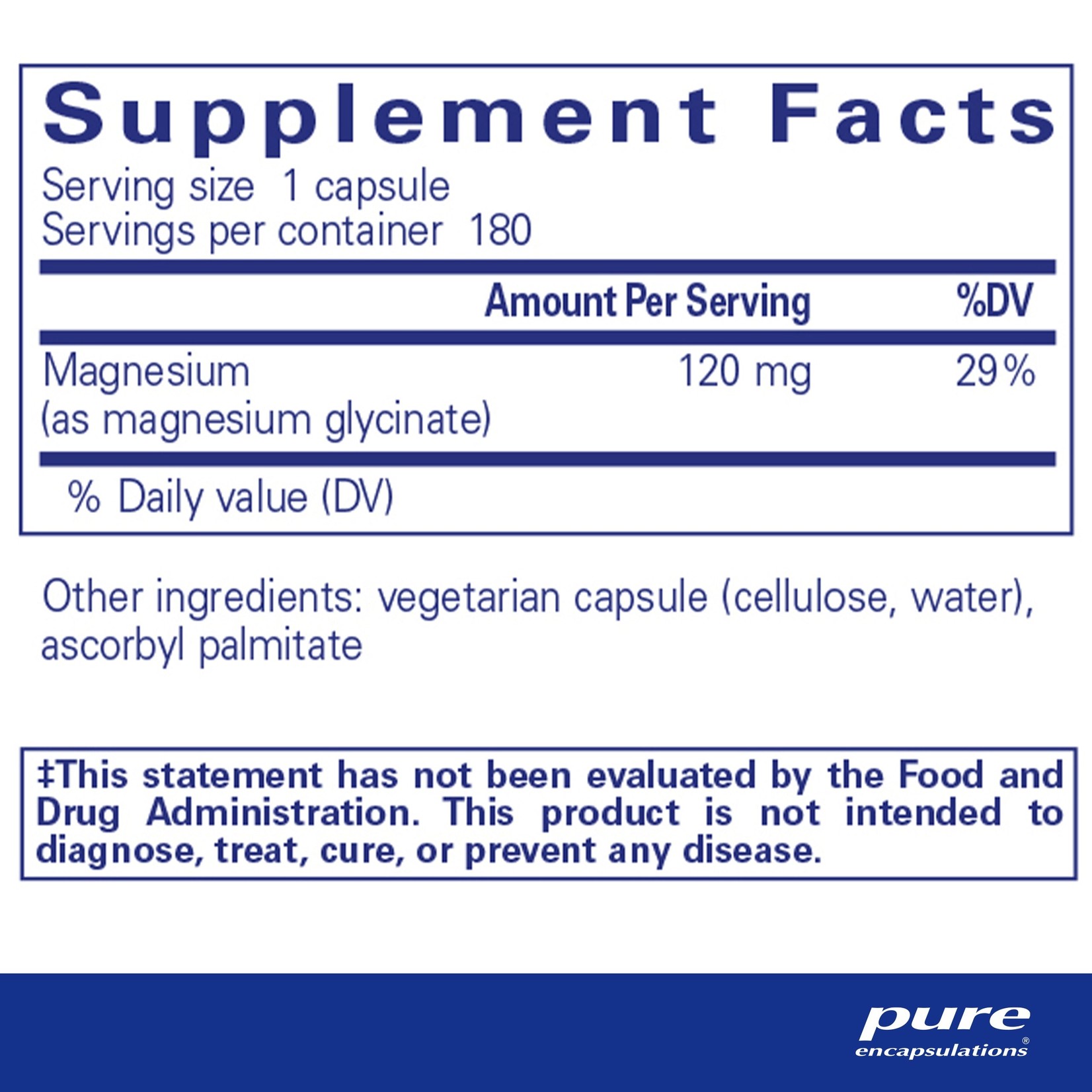 Pure Encapsulations Pure Encapsulations - Magnesium Glycinate - 180 Veg Capsules