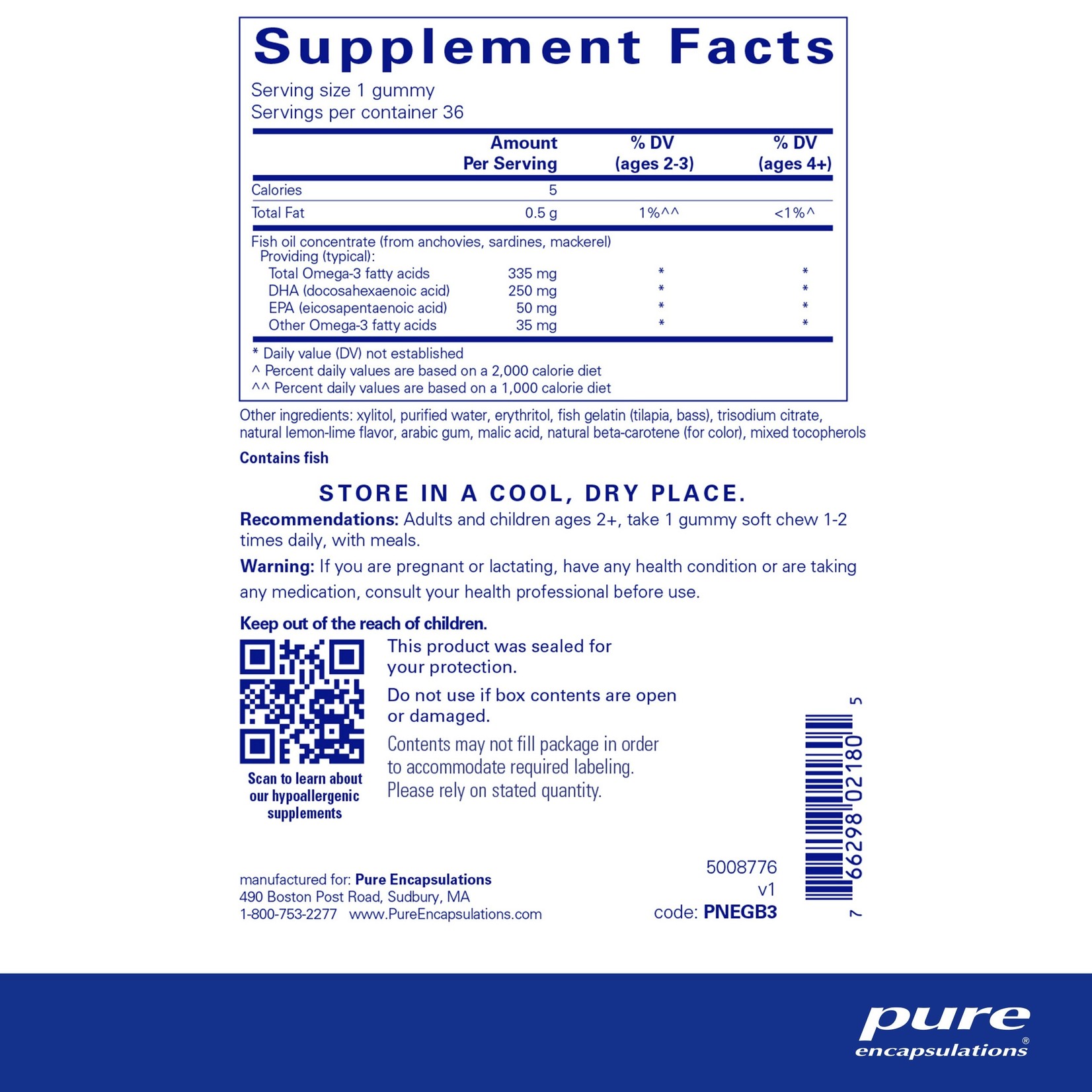Pure Encapsulations Pure Encapsulations - Pure Nutrients Epa / Dha Gummy - 36 Gummies