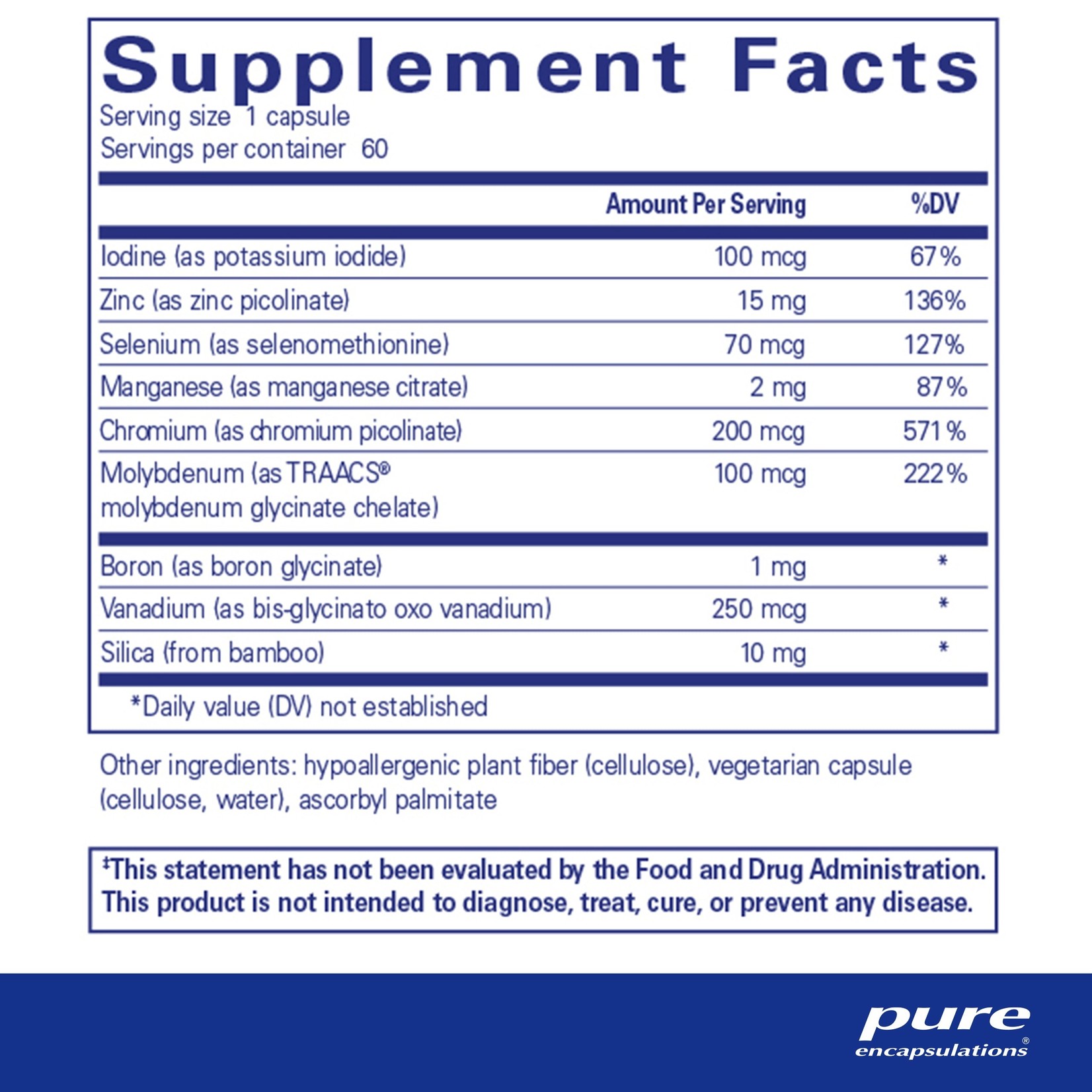 Pure Encapsulations Pure Encapsulations - Trace Minerals - 60 Capsules