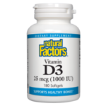 Natural Factors Vitamin D3 1000 IU - 180 Tablets