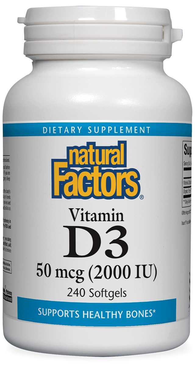 Natural Factors Vitamin D3 2000 IU 240 Softgels Charlotte Vitamins