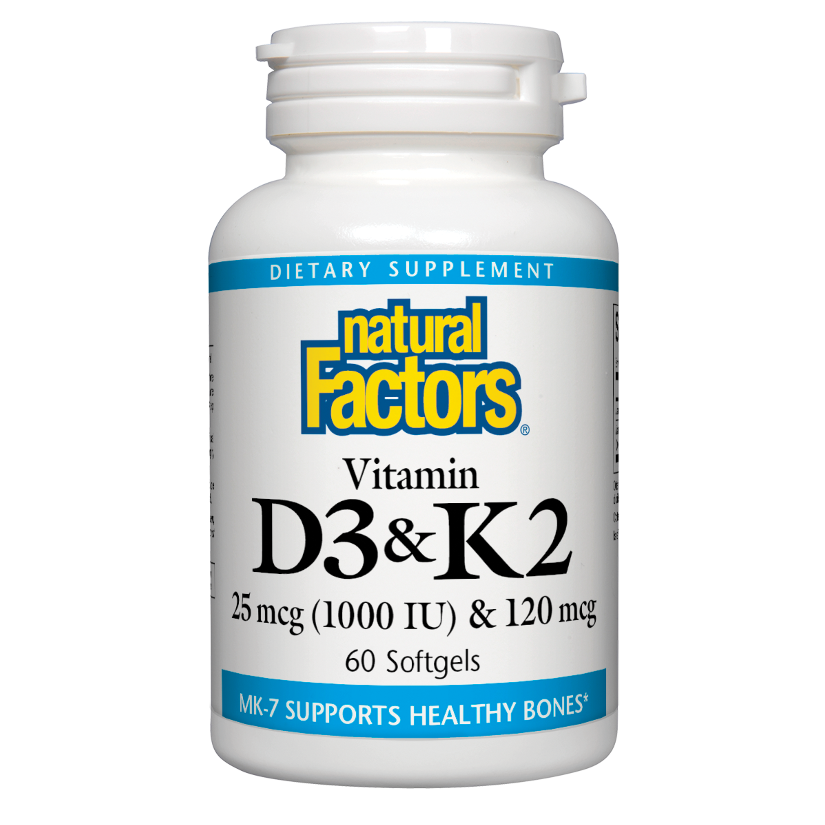 Natural Factors Natural Factors - D3 & K2 1000 IU & 120 mcg - 60 Softgels