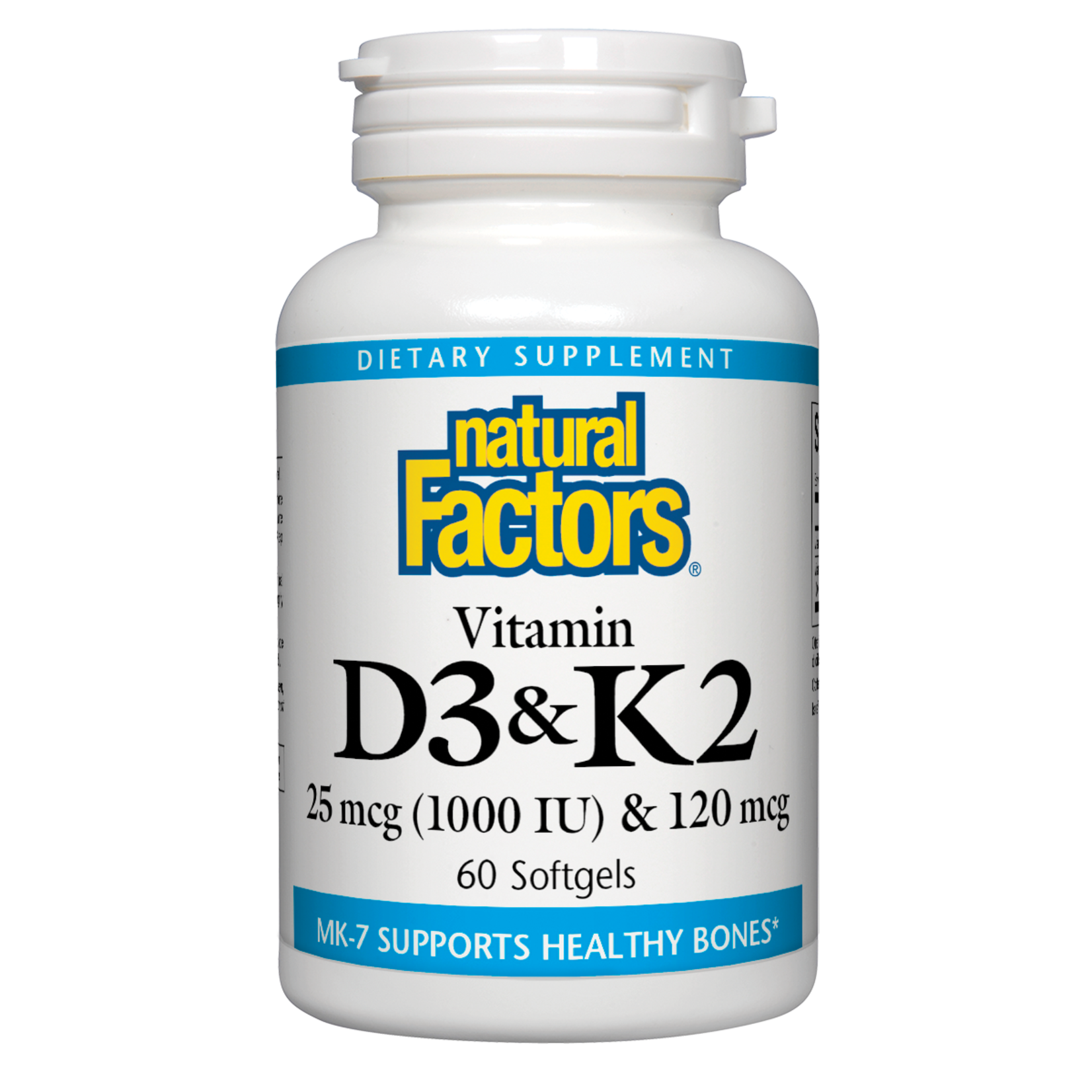 Natural Factors Natural Factors - Vitamin D3 & K2 1000 IU & 120 mcg - 60 Softgels
