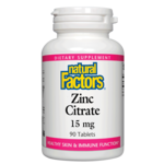 Natural Factors Zinc Citrate 15 mg - 90 Tablets