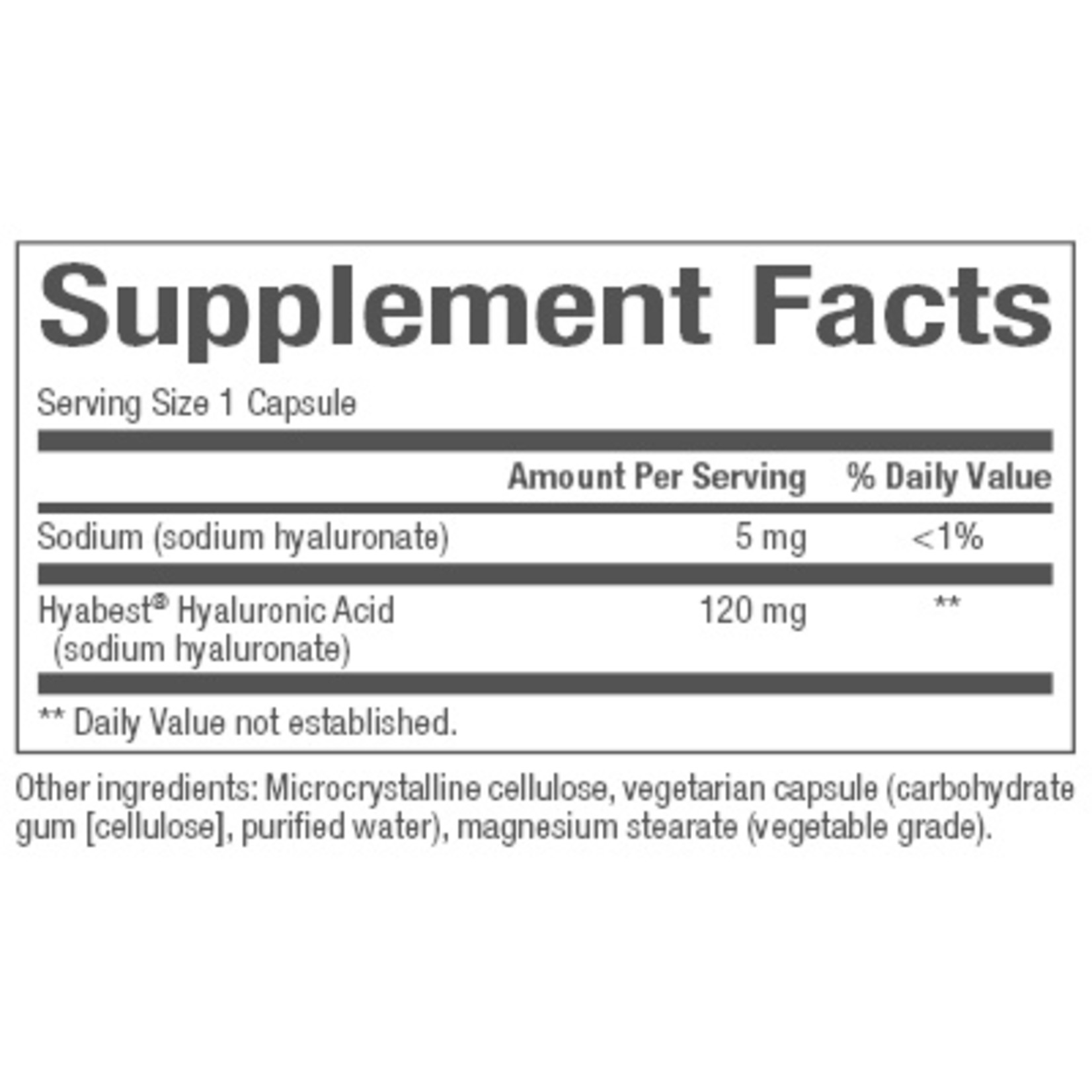 Natural Factors Natural Factors - Hyabest Hyaluronic Acid 120 mg - 60 Veg Capsules