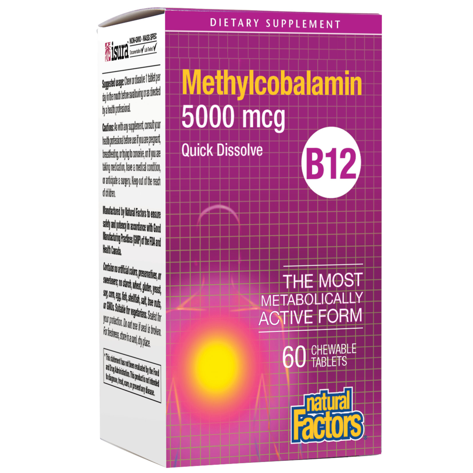 Natural Factors Natural Factors - B12 Methylcobalamin 5000 mcg Chewable - 60 Tablets