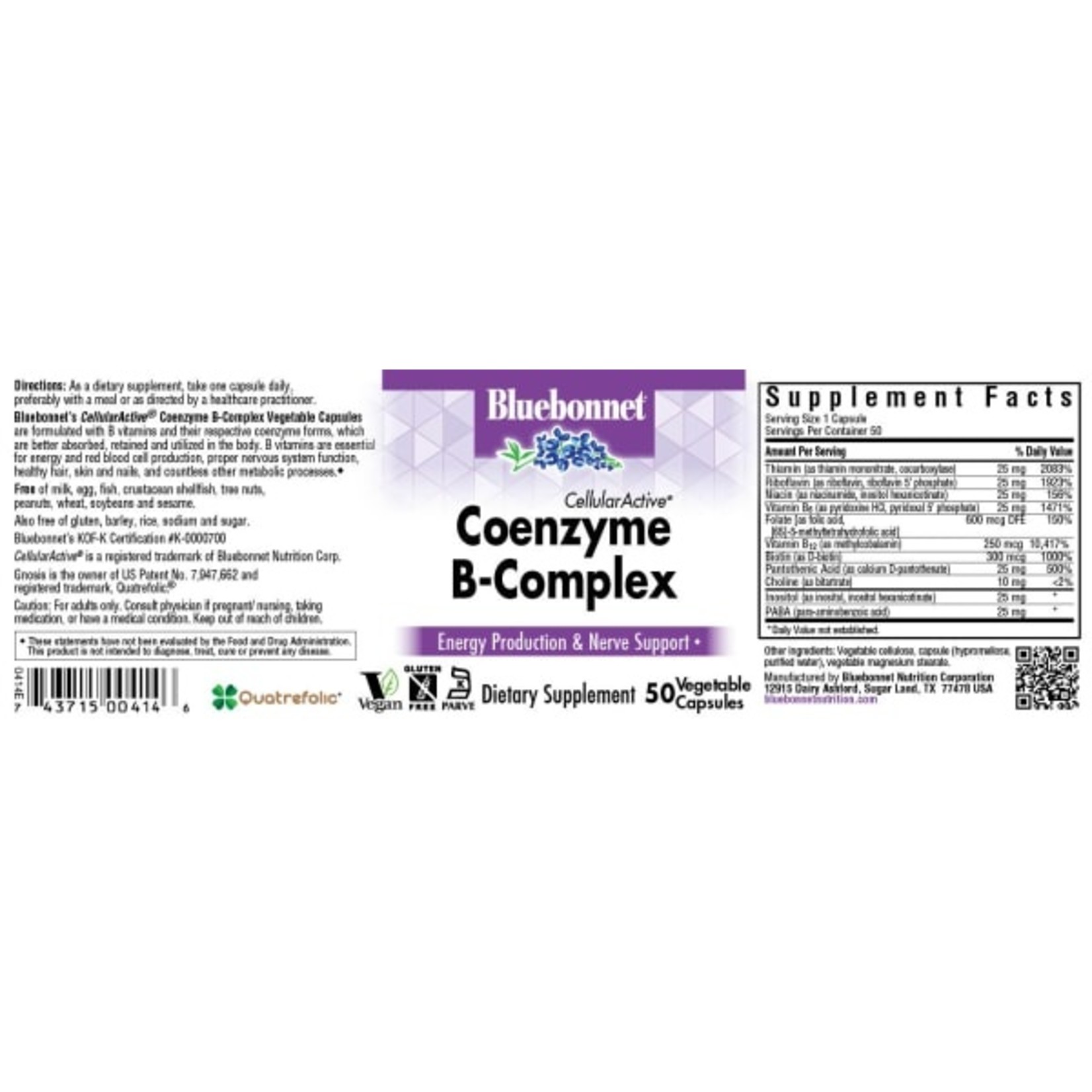 Bluebonnet Bluebonnet - Coenzyme B-Complex - 50 Veg Capsules