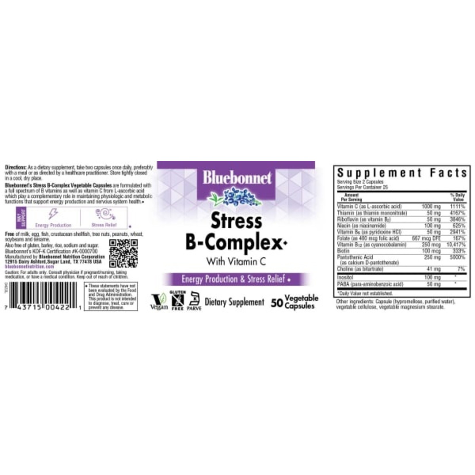 Bluebonnet Bluebonnet - Stress B-Complex - 50 Veg Capsules