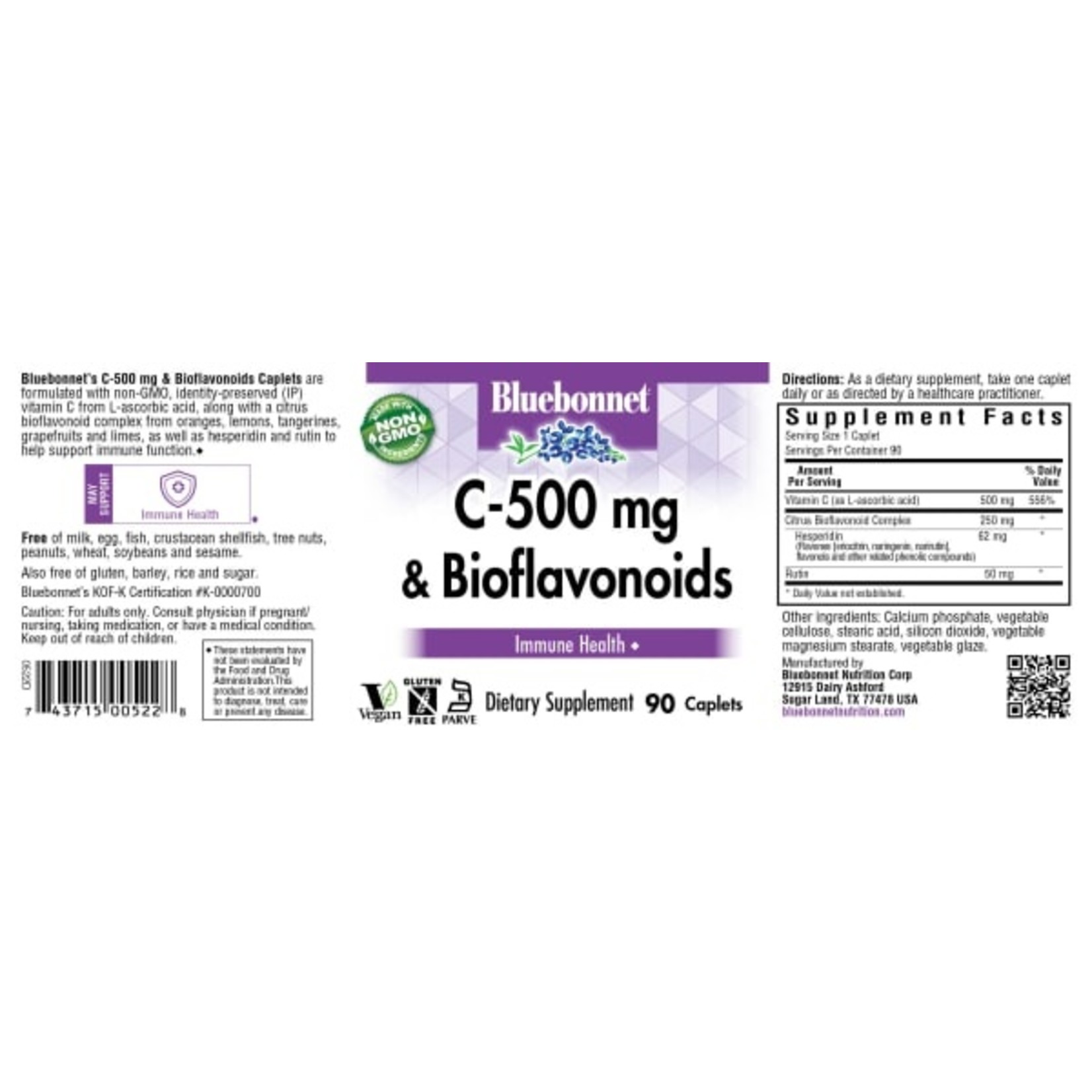 Bluebonnet Bluebonnet - C-500 mg Plus Bioflavonoids - 90 Capsules