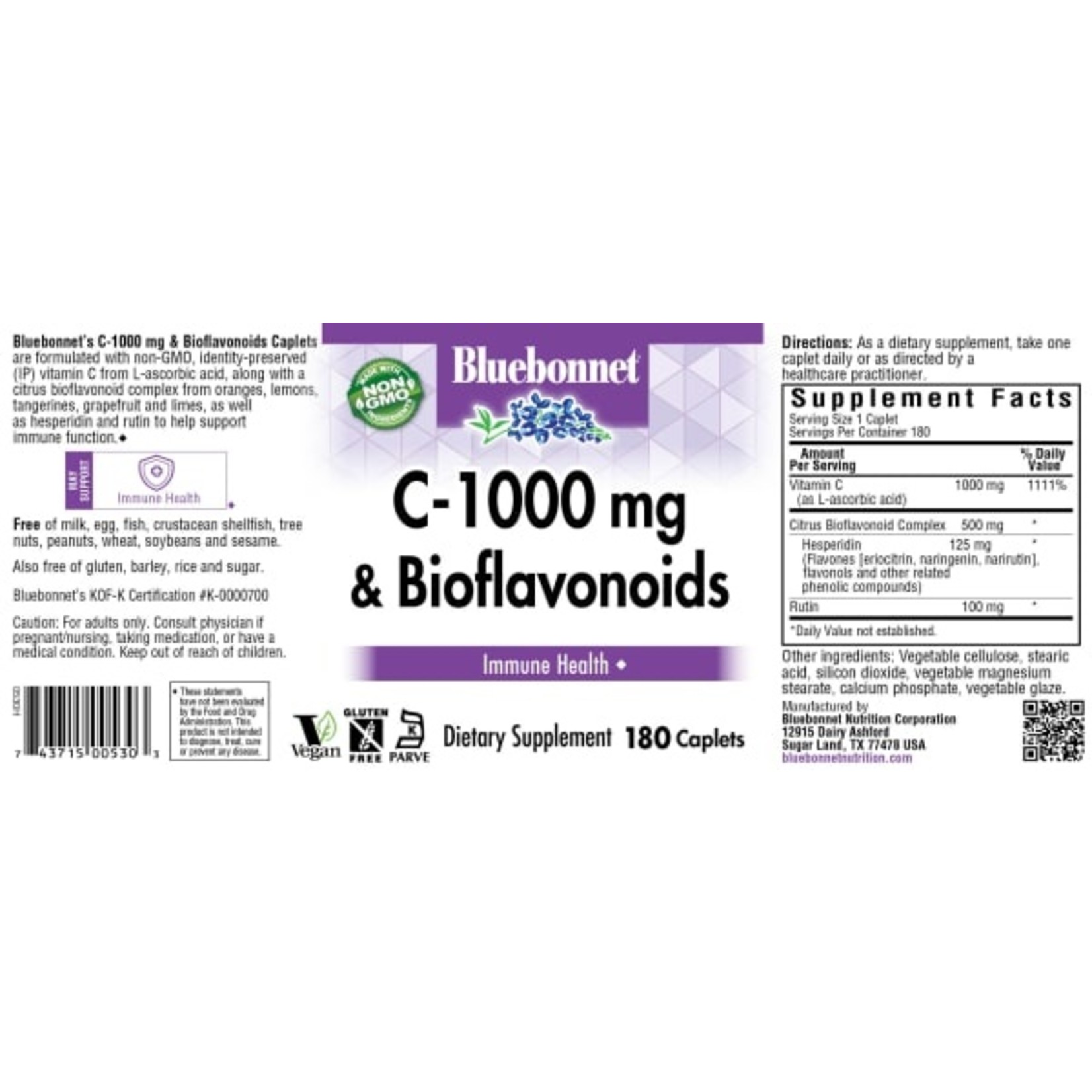 Bluebonnet Bluebonnet - C-1000 mg Plus Bioflavonoids - 180 Capsules