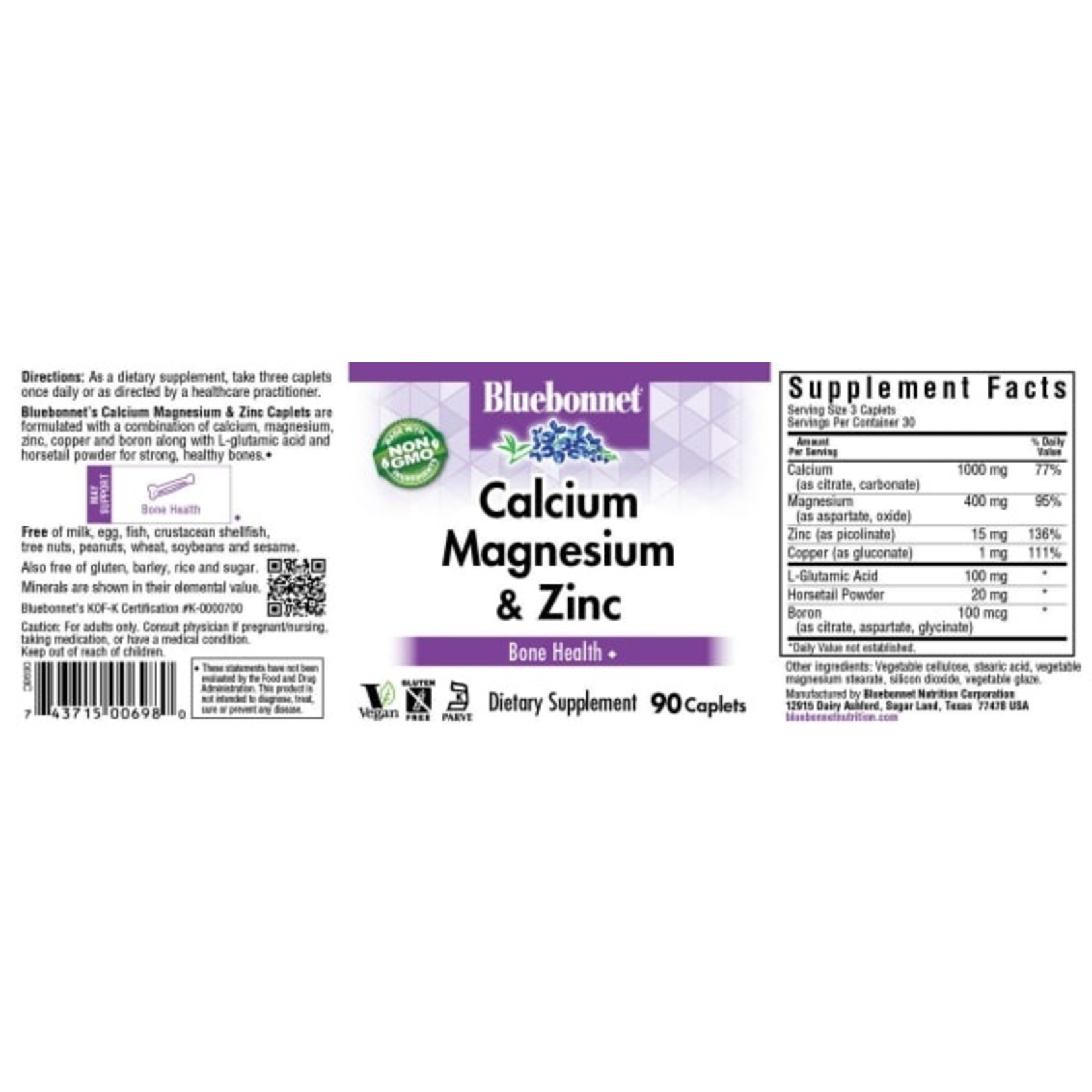Bluebonnet Bluebonnet - Calcium Magnesium Plus Zinc - 90 Capsules