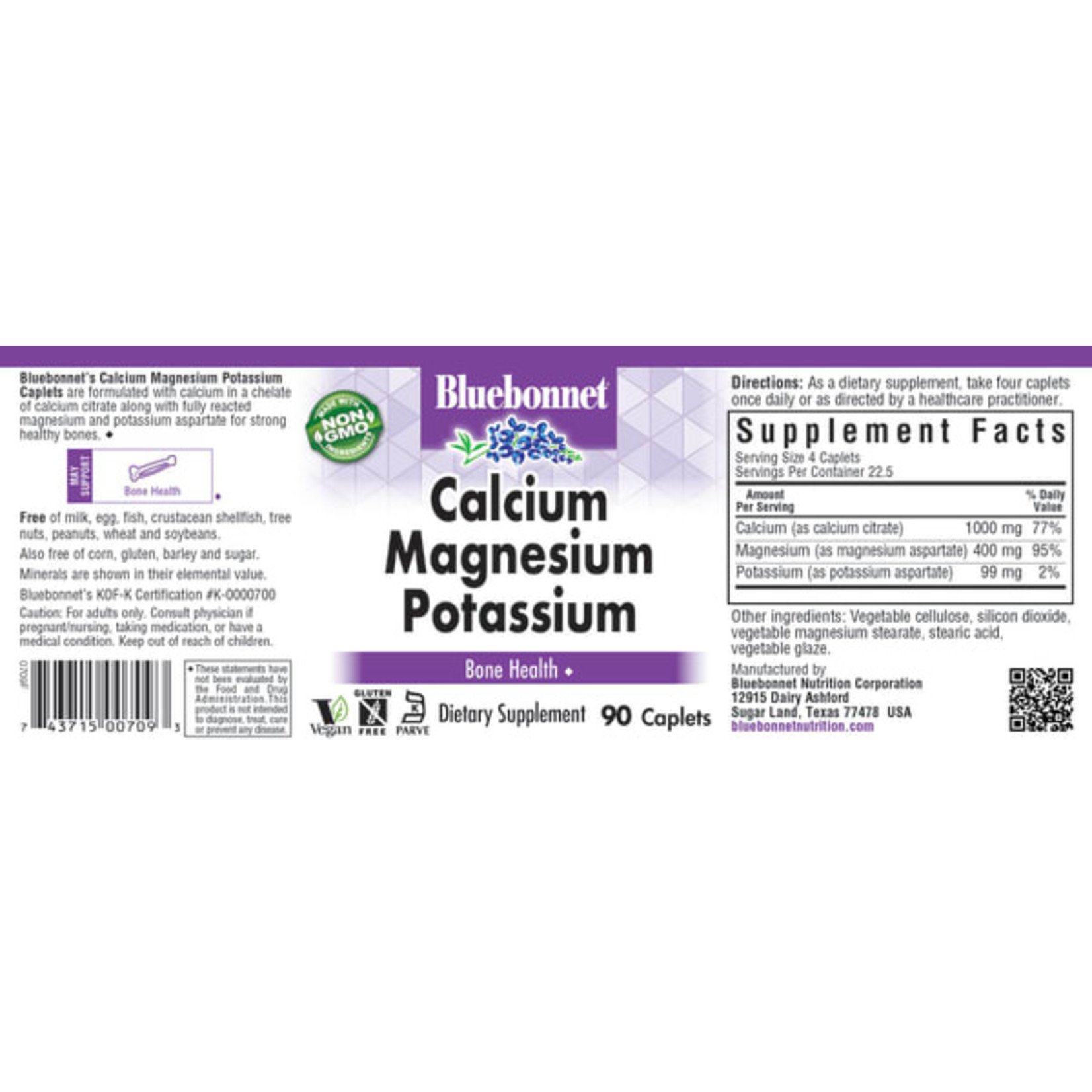 Bluebonnet Bluebonnet - Calcium Magnesium Plus Potassium - 90 Capsules