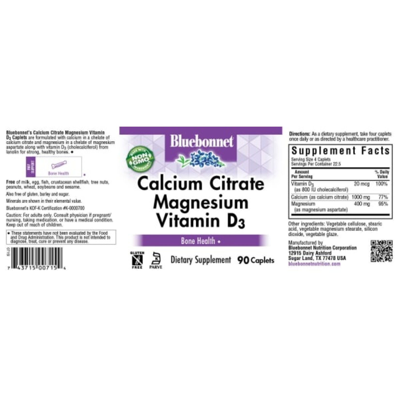 Bluebonnet Bluebonnet - Calcium Citrate Plus Vitamin D3 - 90 Capsules