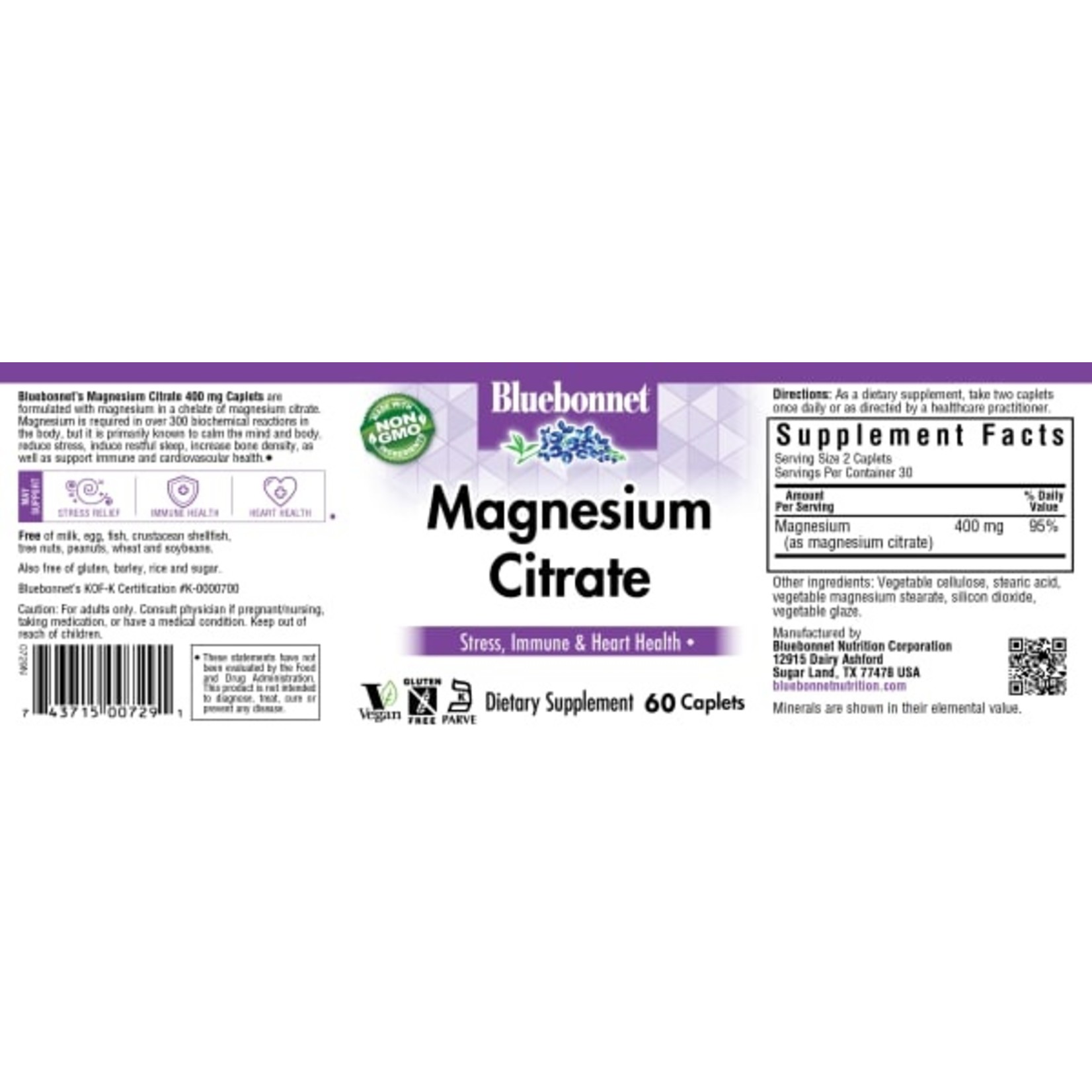 Bluebonnet Bluebonnet - Magnesium Citrate - 60 Capsules