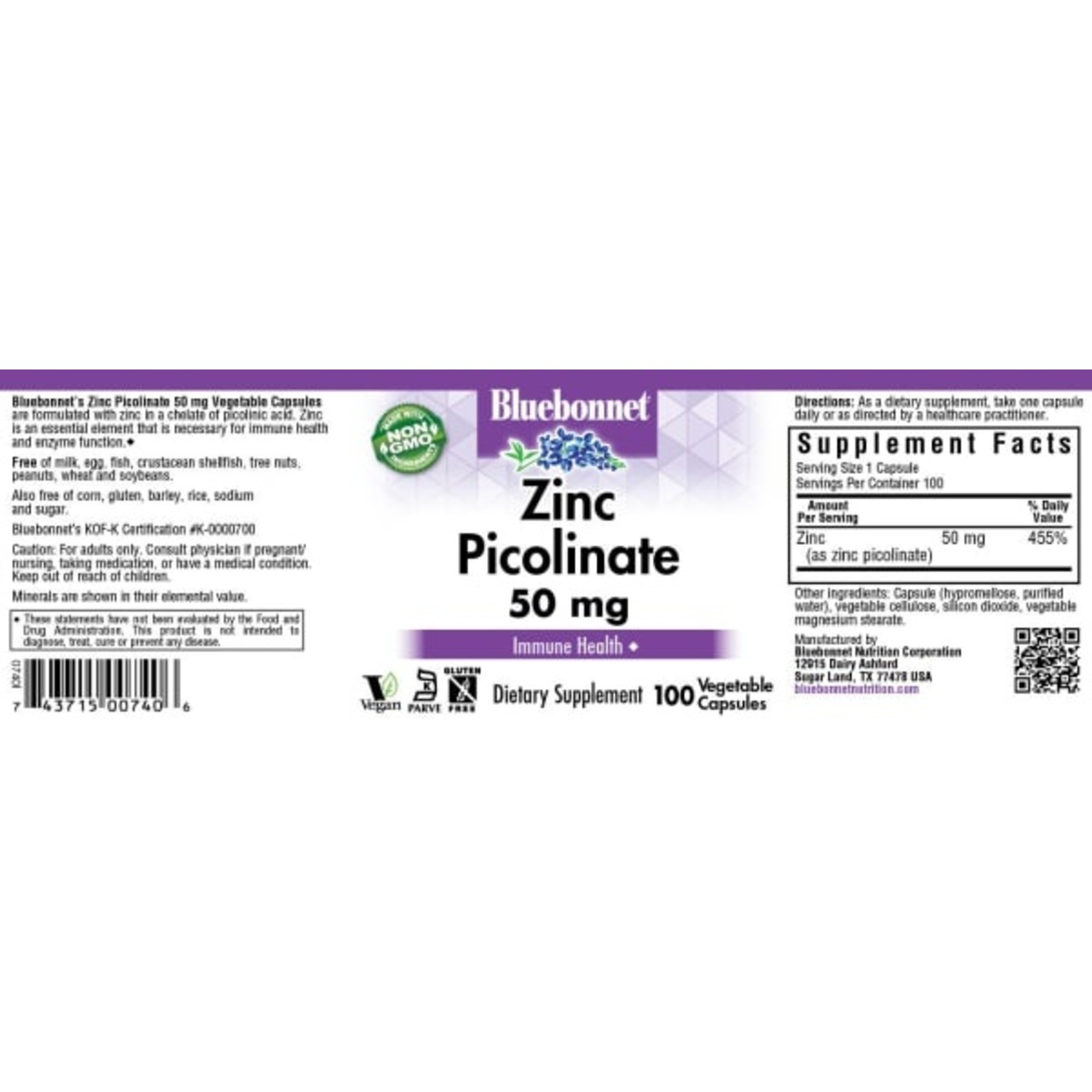 Bluebonnet Bluebonnet - Zinc Picolinate 50 mg - 100 Veg Capsules