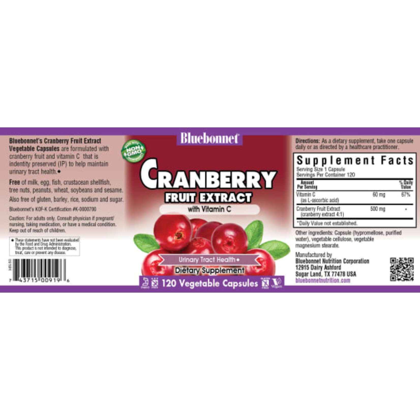 Bluebonnet Bluebonnet - Super Fruit Cranberry Fruit Extract - 120 Veg Capsules