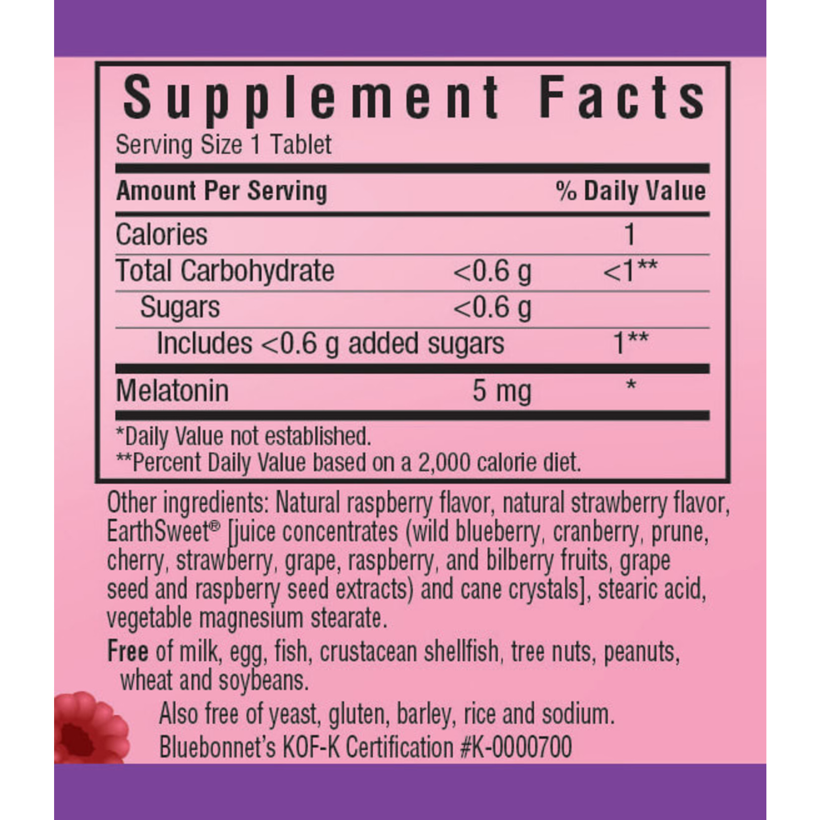 Bluebonnet Bluebonnet - Earthsweet Chewable Melatonin 5 mg Raspberry - 120 Count