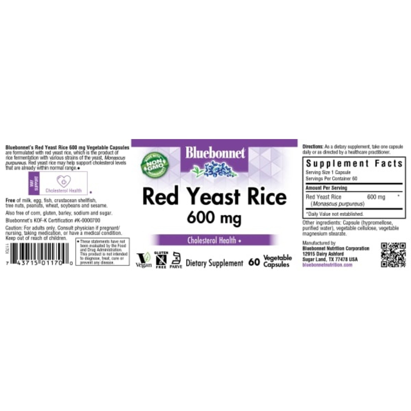 Bluebonnet Bluebonnet - Red Yeast Rice 600 mg - 60 Veg Capsules
