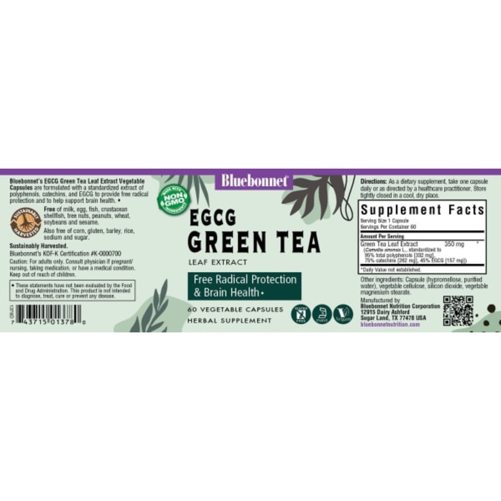 Bluebonnet Bluebonnet - Green Tea Leaf Extract - 60 Veg Capsules