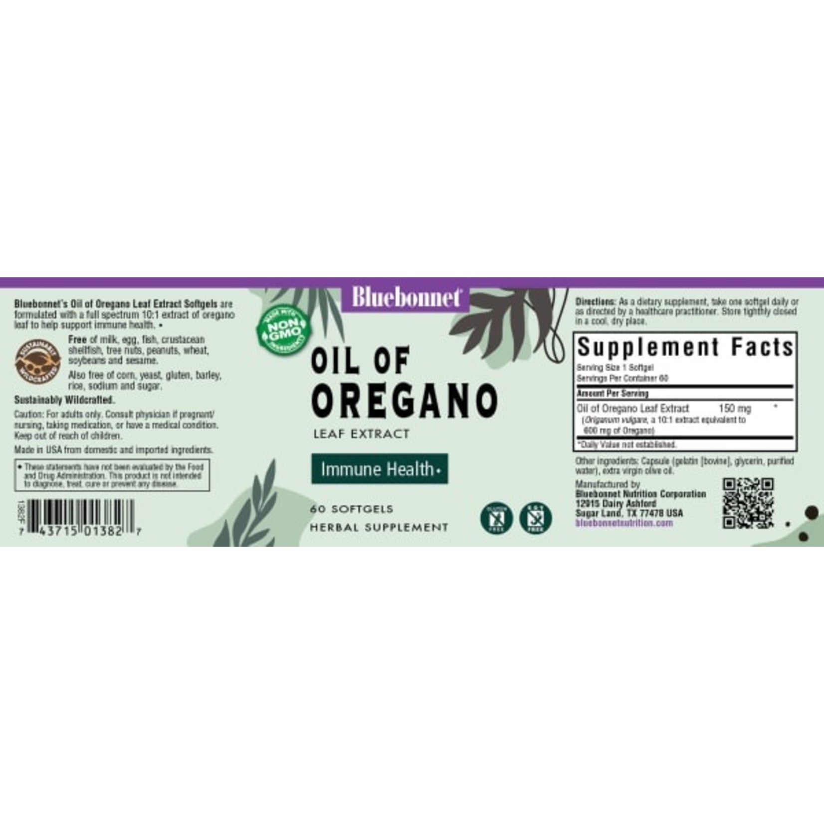 Bluebonnet Bluebonnet - Oil Of Oregano Leaf Extract - 60 Softgels